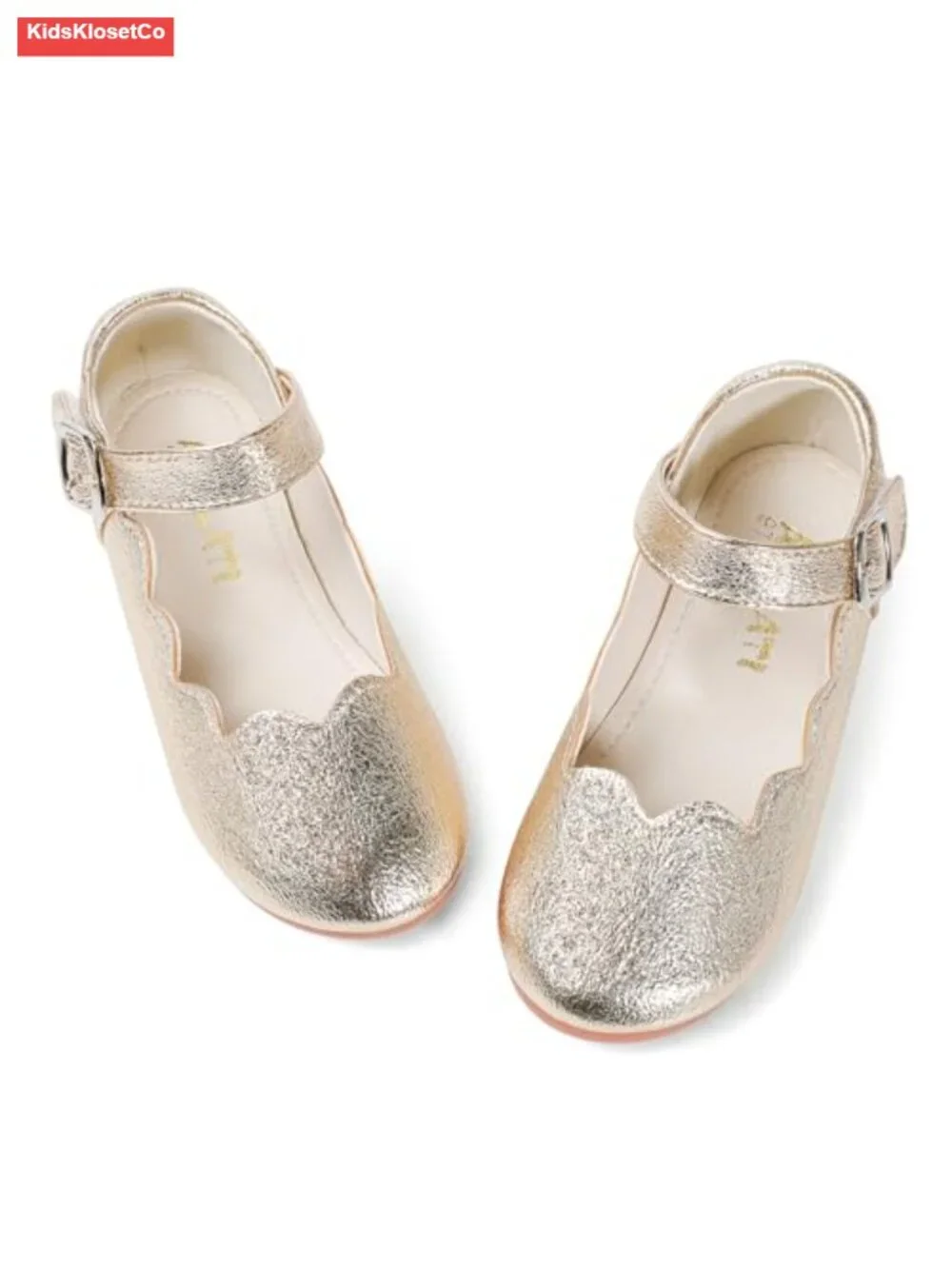 Toddler Girls Mary Jane Ballet Flats Dress Shoes Scalloped Hook & Loop
